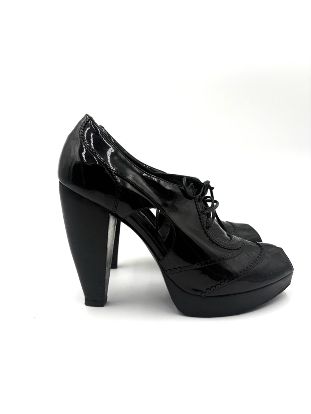 Fendi Patent Black Oxford Booties Size 39.5